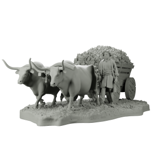 Carroça de Bois com Feno e Camponês