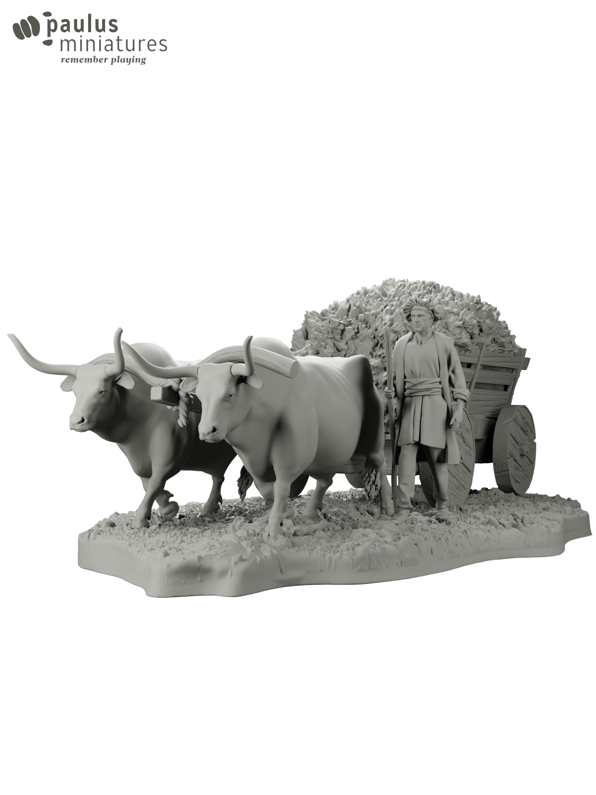 Carroça de Bois com Feno e Camponês