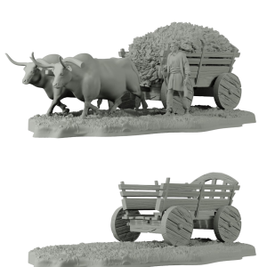 Set Carro de Bois com Feno + Vazio e Camponês